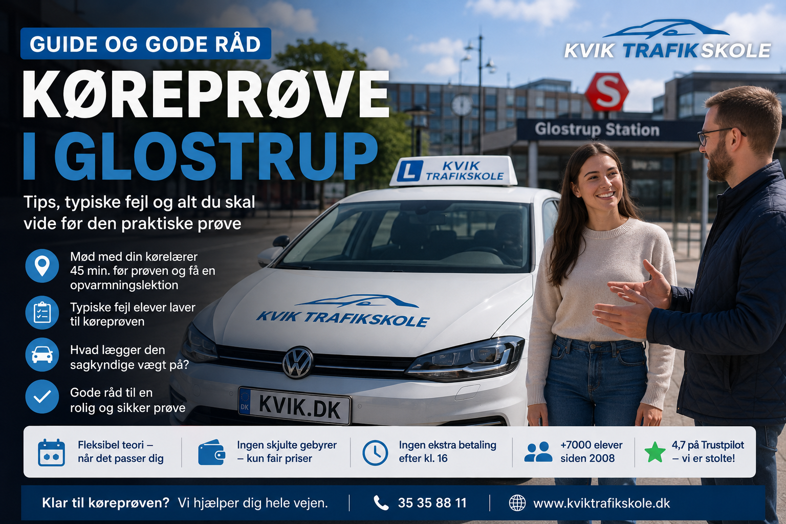 Køreprøve i Glostrup | Tips og gode råd fra Kvik Trafikskole